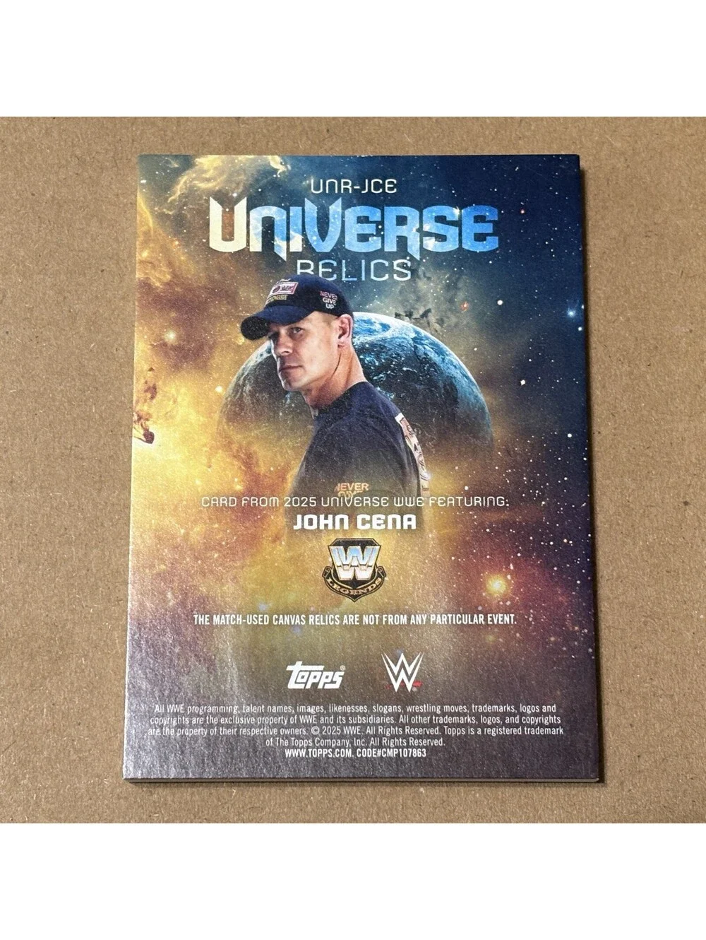 2025 Topps Universe WWE John Cena #UNR-JCE Universe Relics #/99